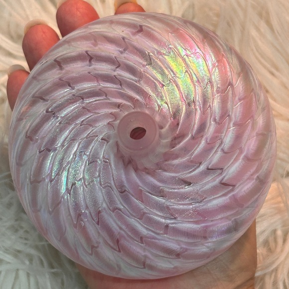 Iridescent Pink Glass oil lamp - Picture 7 of 9